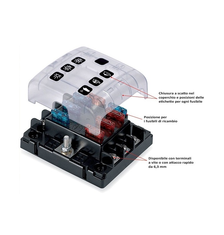 PORTAFUSIBILI A LAMA STANDARD 6 canali MARINCO
