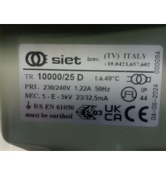 SIET TRASFORMATORE PER INSEGNE NEON 10000 VOLT 25 mA IP 44 CON DISTOP